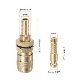 sourcing map 4pcs Gas & Water Quick Connector for Tube Inner 8mm, Brass/Red