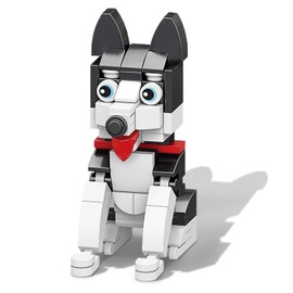 PLAYBRIX Huskies Mini Dog Building Blocks Set, Micro Bricks Animals Building Toys, Party Favors Pet Toys Gifts for Kids