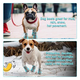 Dog Boots Paw Protector, Breathable Dog Boots for Injured Paws Waterproof with Reflective Straps for Small Dog, Adjustable Washable Non-Slip Outdoor Dog Shoes for Walking Summer Winter, Blue (4pcs)