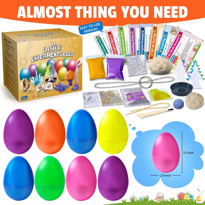 UNGLINGA 8 Experiments Eggs Easter Basket Stuffer Science Kit for