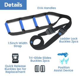 Jotogoyob Bed Ladder Assist for Seniors, 160 Inches Sit Up Helper with Non-Slip 4 Handles, Pull Up Assist Device for Elderly Adults Injury Handicapped Patients