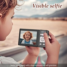 Forc Digital Camera, Kids Camera, 4K FHD 1080P 64MP Point and Shoot Digital Cameras with 64GB Card, 18X Zoom, Anti Shake, Compact Small Camera for Kids Gifts for Teens Girls Boys