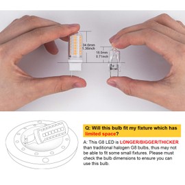 DiCUNO G8 LED Bulb 4W Flat Base, 40W Halogen Equivalent, 450LM, Warm White 3000K, Non-dimmable Bi-Pin Replacement Bulb for Under Counter, Under-Cabinet Light and Puck Light, 6-Pack