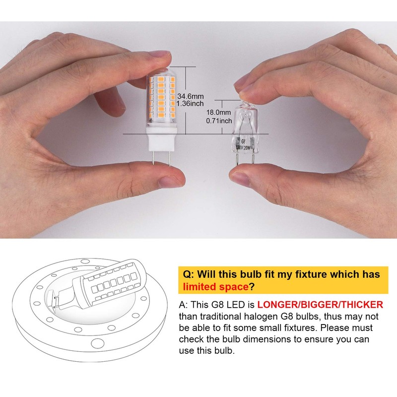 DiCUNO G8 LED Bulb 4W Flat Base, 40W Halogen Equivalent,