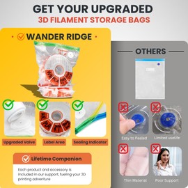 3D Printer Filament Storage Bags Vacuum Storage Bags Kit 3D Printer Accessories with 20 Storage Bags (13x15 inches), 20 Desiccants, Auto Pump, 2 Sealing Clips, Dust Proof, Humidity Resistant