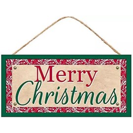 GiftWrap Etc. Festive Merry Christmas Wooden Sign - 12.5" x 6", Christmas Decoration, Green