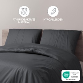 Dreamzie Cushion Cover 50 x 70 cm, Set of 2 - Pillowcases 50 x 70 cm, Dark Grey with Soft Microfibre Zip, 50 x 70 cm Pillow Cover