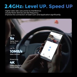 Dash Camera, 4K 170° Front 4K Camera and 140° Rear FHD 1080P Dash Camera for Cars, Loop Recording, Gravity Sensor, 24-Hour Parking Monitoring, for Android
