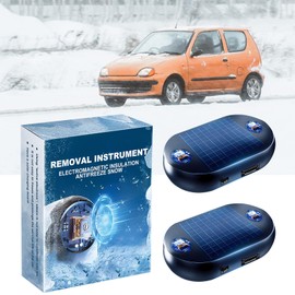 Trasylph 2pcs Solar Electromagnetic Car Snow Removal Device, 2025 New Antifreeze Snow Removal, Potable Cordless Anti Freeze Electromagnetic Vehicle Microwave Molecular Deicing Instrument(Color:Black)