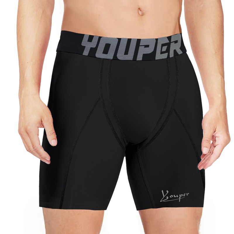 Youper Youth Boys Compression Sliding Shorts with Soft Protective Cup