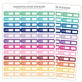 Colorful Work Hours Quarter Box Stickers, Work Shift Tracker Planner Stickers, 1.5" x 0.35" Size, Two Sheets Included, 72 Total Stickers, Daily Schedule