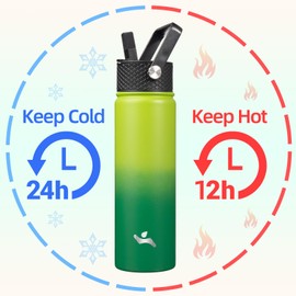 Konokyo 22oz Stainless Steel Water Bottles With 3 Lids Sport Insulated Water Bottle,Bamboo Grove