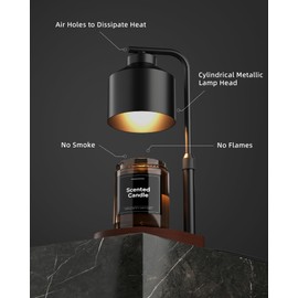 Cozmara Candle Warmer Lamp with Timer & Dimmer for Yankee Candles, Adjustable Height Candle Warmer for Jar Candles, Wax Melt Lamp for Home Decor & Gifts, Black, 2 Bulbs