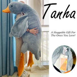 Tanha Giant Goose Plush, 6 Foot Goose Stuffed Animal, Cute Stuffed Goose, Soft Grey Duck Plush Gift for Girlfriend, Kids or Best Friend（75inch, 190cm）
