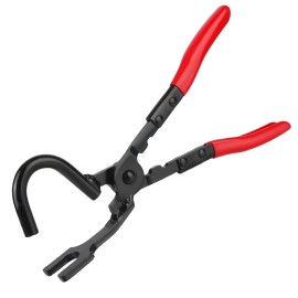 Exhaust Hanger Removal Pliers with Offset Jaw for Rubber Muffler Supports – Red Handles
