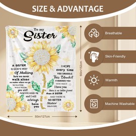 Yasrlvun Sister Gifts Birthday Gifts for Sisters 50x60 Inch Sister Blanket Sisters Present for Christmas Graduations