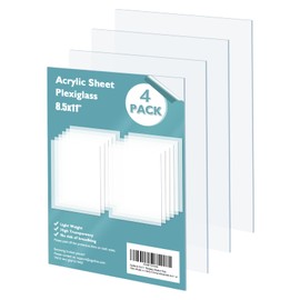 Egofine - Juego de 4 hojas de plexiglás acrílicas de 8.5 x 11 pulgadas de 0.04 pulgadas de grosor de plástico transparente fundido para proyectos de manualidades, marco de fotos de repuesto,