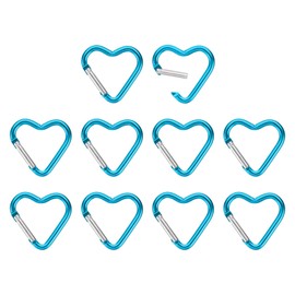 PATIKIL Heart Shape Snap Hook, 10 Pack Aluminum Alloy Heart-Shaped Keychain Clip Spring Key Holder for Camping Fishing Hiking Traveling, Sky Blue