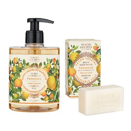 Panierdessens Essentials Bundle (Liquid Marseille Soap & Vegetable Soap), Made in France, Provence Scent, Full Body Wash