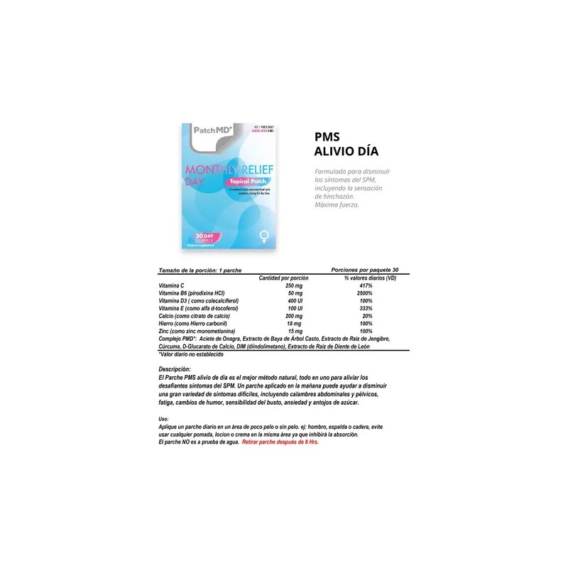 Monthly Refiel Day Patch Alivio Mensual Parche Pack 30 Pzs