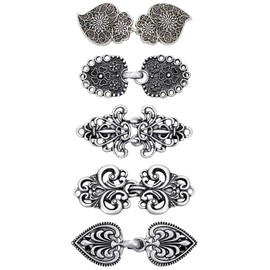 TRKETK Pack of 5 Vintage Pullover Scarf Clips, Metal Cardigan Clip Retro Swirl Cardigan Cape Pin Antique Cape Brooch Clips Scarf Pin Celtic Shirt Brooch Clips for Women Girls Wear, Metal