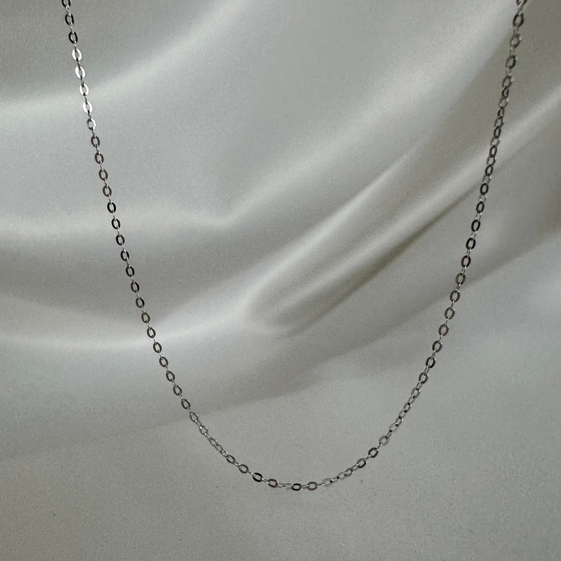 9ct White Gold Hammered Trace Chain 24 Inches