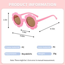 SooGree Kids Round Flower Sunglasses Girls Boys Flower Shaped Cute Outdoor Sunglasses UV Protection Beach Eyewear Toddler Gifts Multicolor