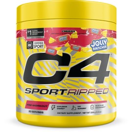C4 Sport Ripped Pre Workout Powder - Jolly Rancher Cherry - NSF Certified for Sport - Elite Hydration - 200mg Caffeine + Creatine + Beta-Alanine - Electrolytes and Energy - 20 Servings