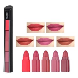 Labial Apilable 5 En 1 En Barra Set 5 Colores Cremoso                                                                                                 
