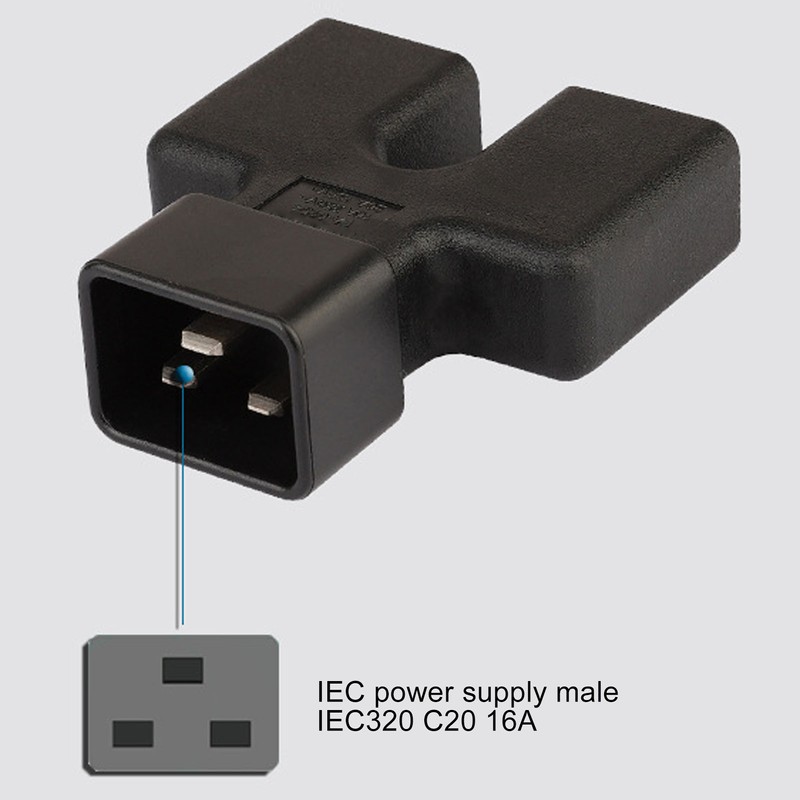 IEC320 C20 to Dual IEC320 C19 Power Adapter IEC320 C20