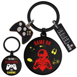 Video Game Keychain Gifts for Gamer - Funny Keychains for Teen Boys Game Players, Red Keyring for Son Boyfriend Brother Dad Kid Child, Birthday Thanksgiving Valentines Christmas Gift, Stocking Stuffer