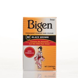 Bigen Powder Hair Color #58 Black Brown 0.21oz (6 Pack)