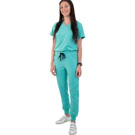 Mim Women's Jogger Scrub Pants Surgical-Green Regular S