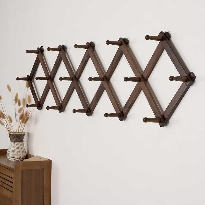 SKOLOO Accordion Wall Hanger with 16 Hooks, Modern Expandable Coat