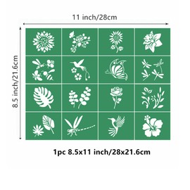 JAJADO Wildflower Stencils Flower Leaf Painting Stencils Reusable Adhesive Silk Screen Stencils Plant Bird Sunflower Screen Printing Stencil for Painting on Wood T-Shirt Canvas DIY Art Craft Paint