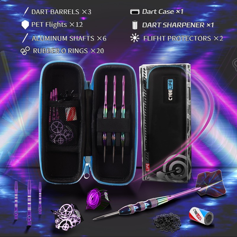 CyeeLife Steel Tip Darts Set,3 Pack Professional Dart with 6