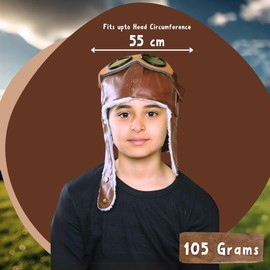 FNA FASHIONS Children's Biggles Hat with Attached Glasses – Dark Brown| Aviator Grandpa's Great Escape Fancy Dress Kit| WWII pilot hat
