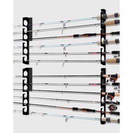 WIPHANY Pvc,Rubber,Steel Fishing Rod Racks Wall or Ceiling Fishing Rod/Pole Rack Holder Storage Hook Holds up to 12 Fishing Rods Wall Mounted for Garage Cabin and Basement
