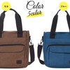 Takusan Shopping Unisex Canvas Shoulder Tote Bag, 2-Way Large Capacity,