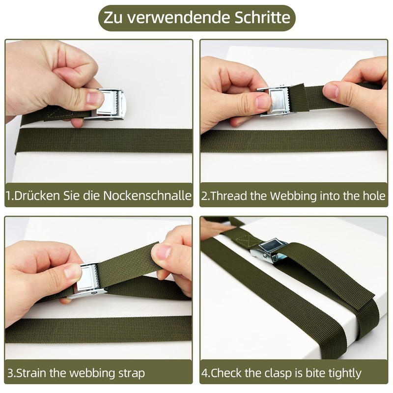 Pack of 4 Tie Down Straps, 2.5 m Lashing Straps