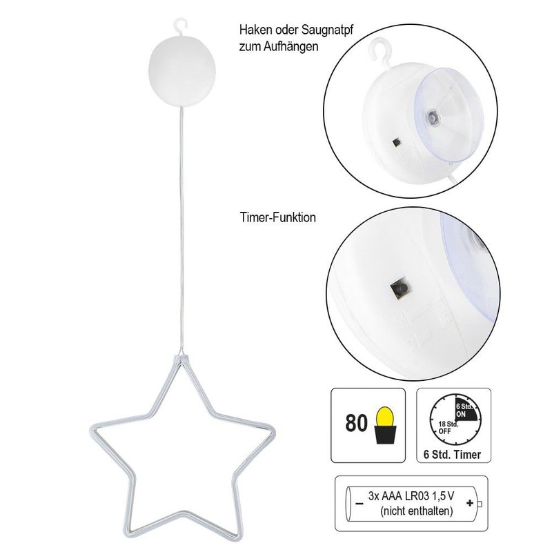 Ideen mit Herz LED Hanging Star | White | Winter
