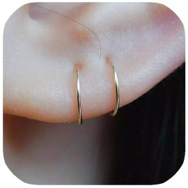 Small Gold 7mm Huggie Hoop Earrings for Women Tiny Thin 14K Yellow Gold