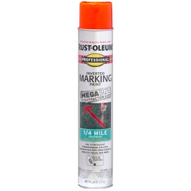Rust-Oleum 350994 Professional Mega Size Inverted Marking Quarter Mile Distance Spray Paint, 26 oz, Fluorescent Red-Orange