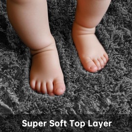 Ophanie Ophanie Round Rug 4Ft Grey Circle Area Rug, Fluffy Fuzzy Bedroom Carpet, Plush Soft Shaggy Indoor Floor Gray Living Room Rugs for Kids Home Decor Aesthetic, Nursery