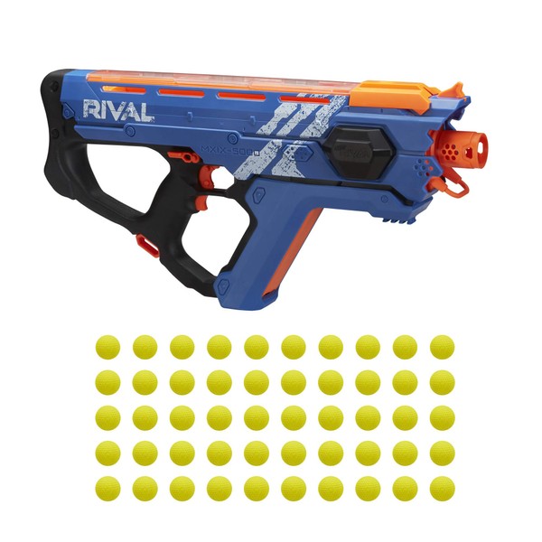 NERF Perses Mxix-5000 Rival Motorized Blaster (Blue) - Fastest Blasting Rival System, up to 8 Roundsper S - Rechargeable Battery, Quick-Load Hopper