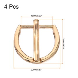 uxcell Metal Roller Buckle, 4Pcs 0.98 Inch Single Prong Belt Buckle Semicircular Buckles for Leather Craft Accessories Belt, Gold