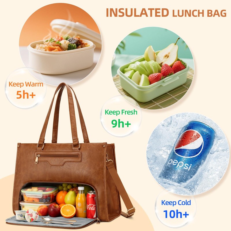 Lunch Bag for Women - 15.6" Laptop Lunch Bag Combo