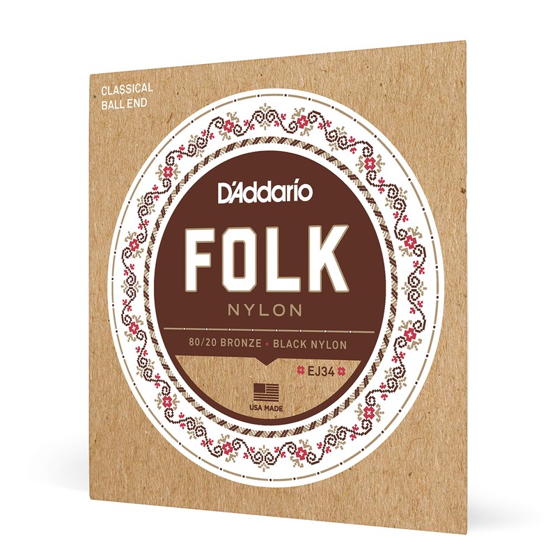 D'Addario Set Clásico de Guitarra Folk Blk 8020 Bola (EJ34)