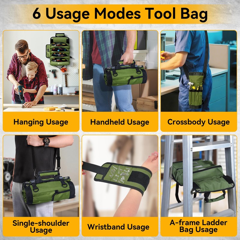 CLESOO Roll Up Tool Bag Organizer 10 Pockets Tool Roll