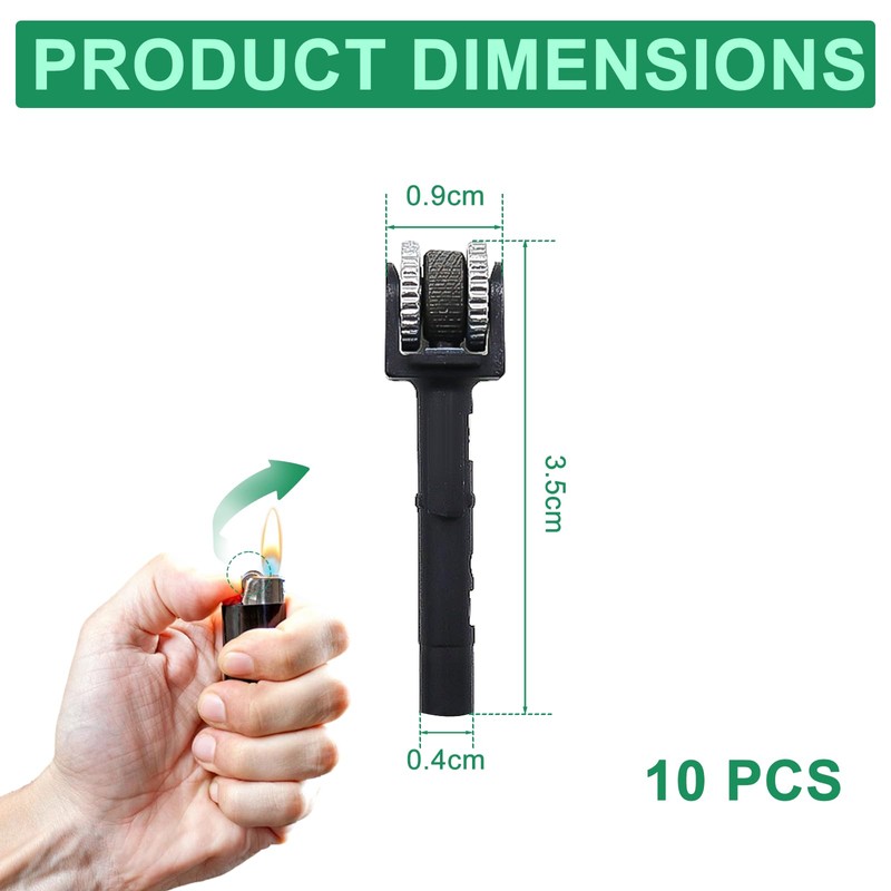 POPAPIE 10Pcs Flint Clipper Lîghter Replacement Wheel Stem,Black,Durable
